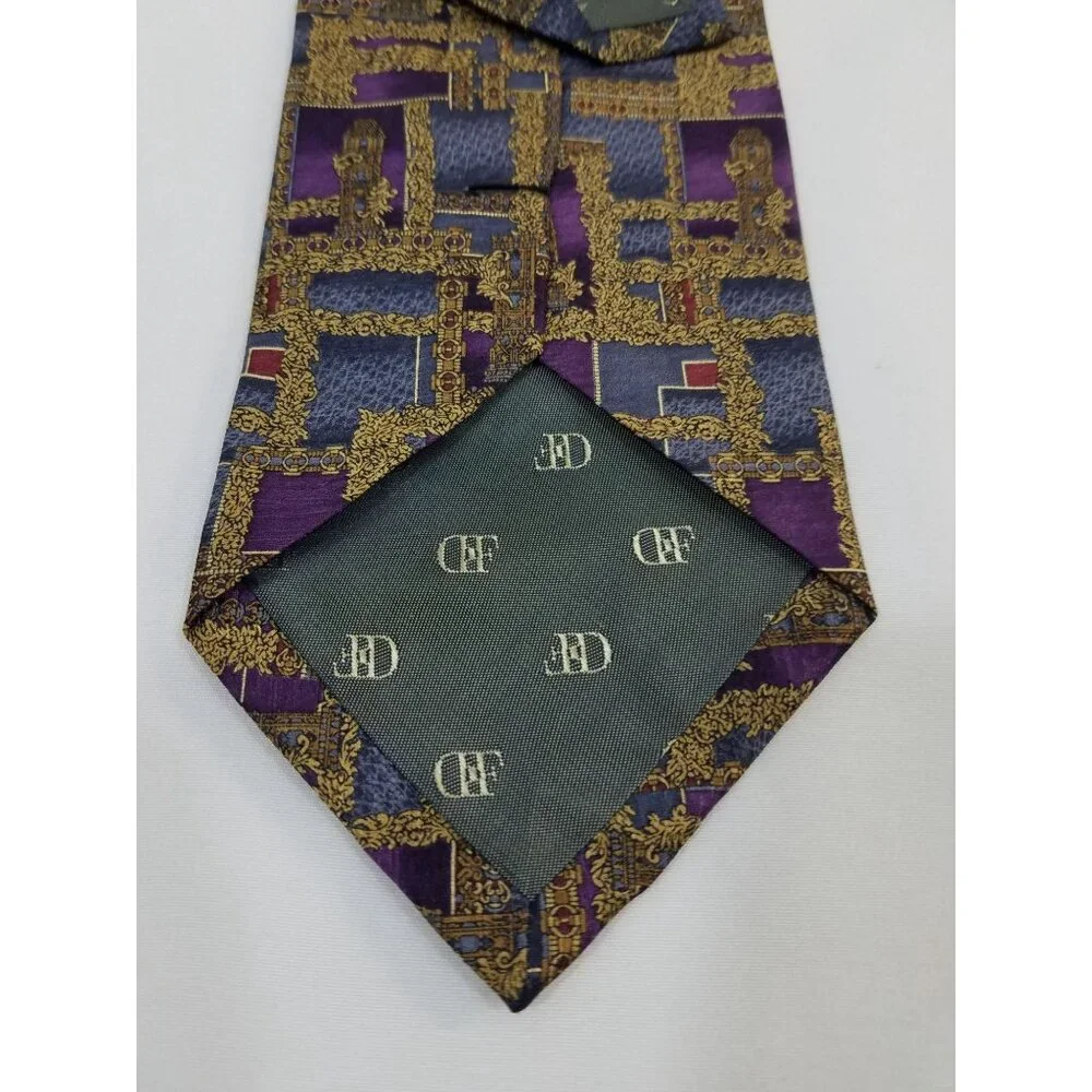 Daniel De Fasson Mens Necktie Geometric Pattern Silk Tie